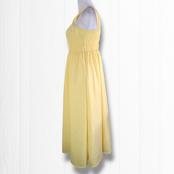 Nanette Women's Yellow Ruched Stretch Pleated Midi A-Line Dress Size 2 - Picture 6 of 10
